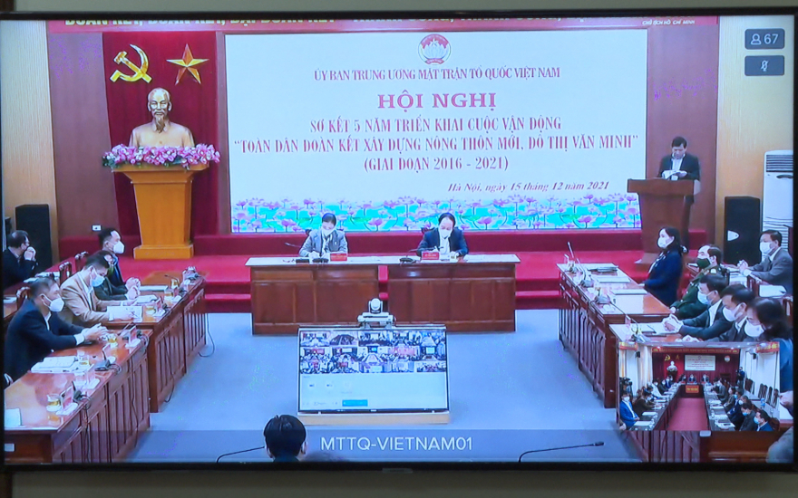 Toàn cảnh hội nghị tại điểm cầu Ủy ban Trung ương MTTQ Việt Nam